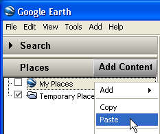 cole o KML de link de rede no Google Earth