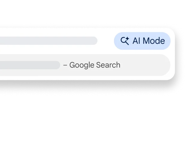Modo IA mostrado ao lado da barra de pesquisa em uma página da Web no Chrome