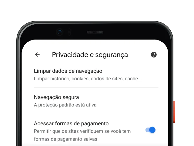 Página de configurações 