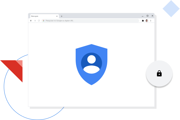 Janela do navegador Chrome exibindo o ícone de privacidade do Google.