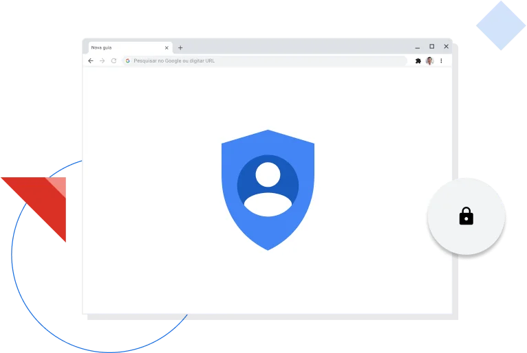 Janela do navegador Chrome exibindo o ícone de privacidade do Google.