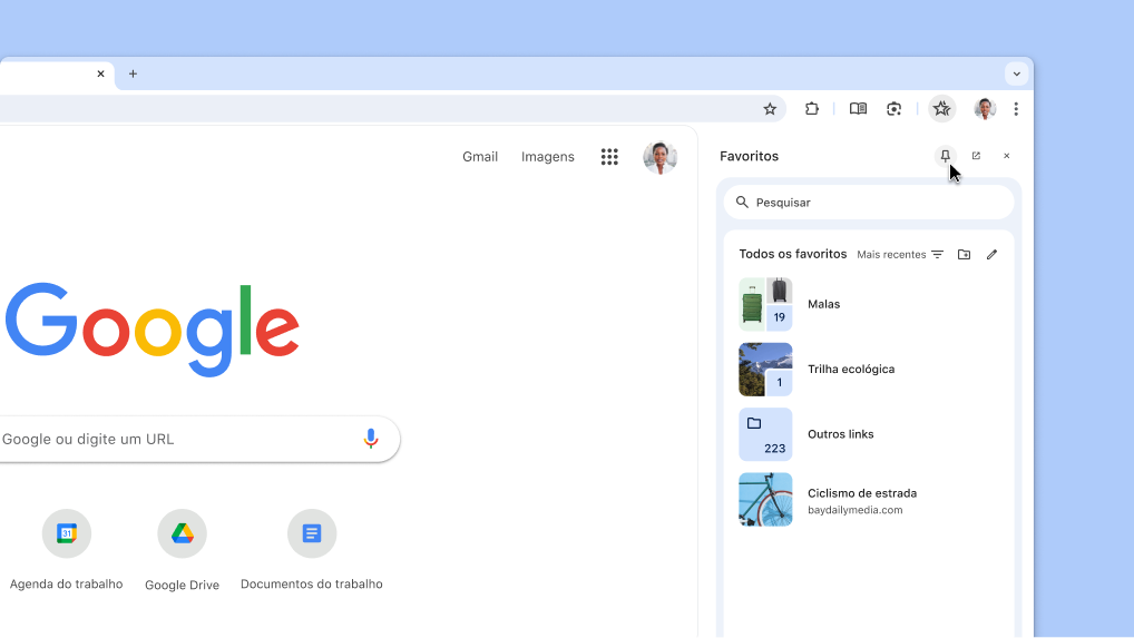 Como fixar um painel lateral do Chrome na barra de ferramentas