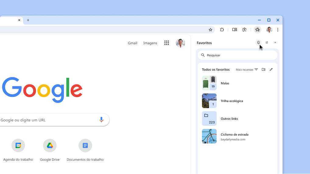 Como fixar um painel lateral do Chrome na barra de ferramentas