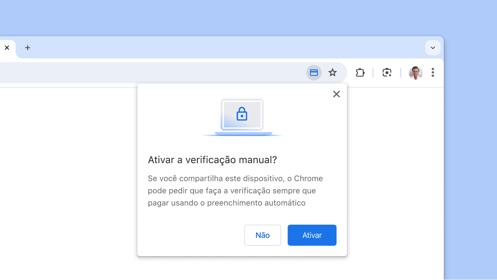 Ative a verificação manual para preencher informações de pagamento automaticamente.