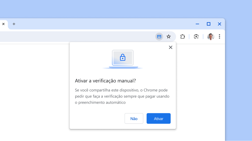 Ative a verificação manual para preencher informações de pagamento automaticamente.